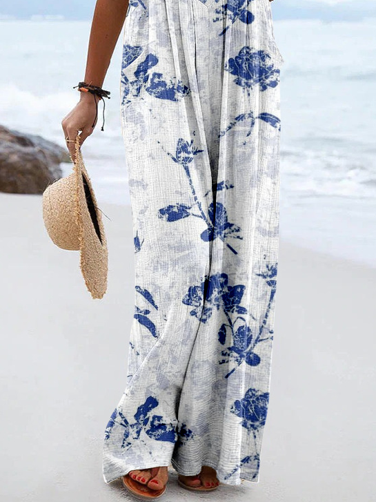 Loose Linen Blend Vintage Jumpsuit