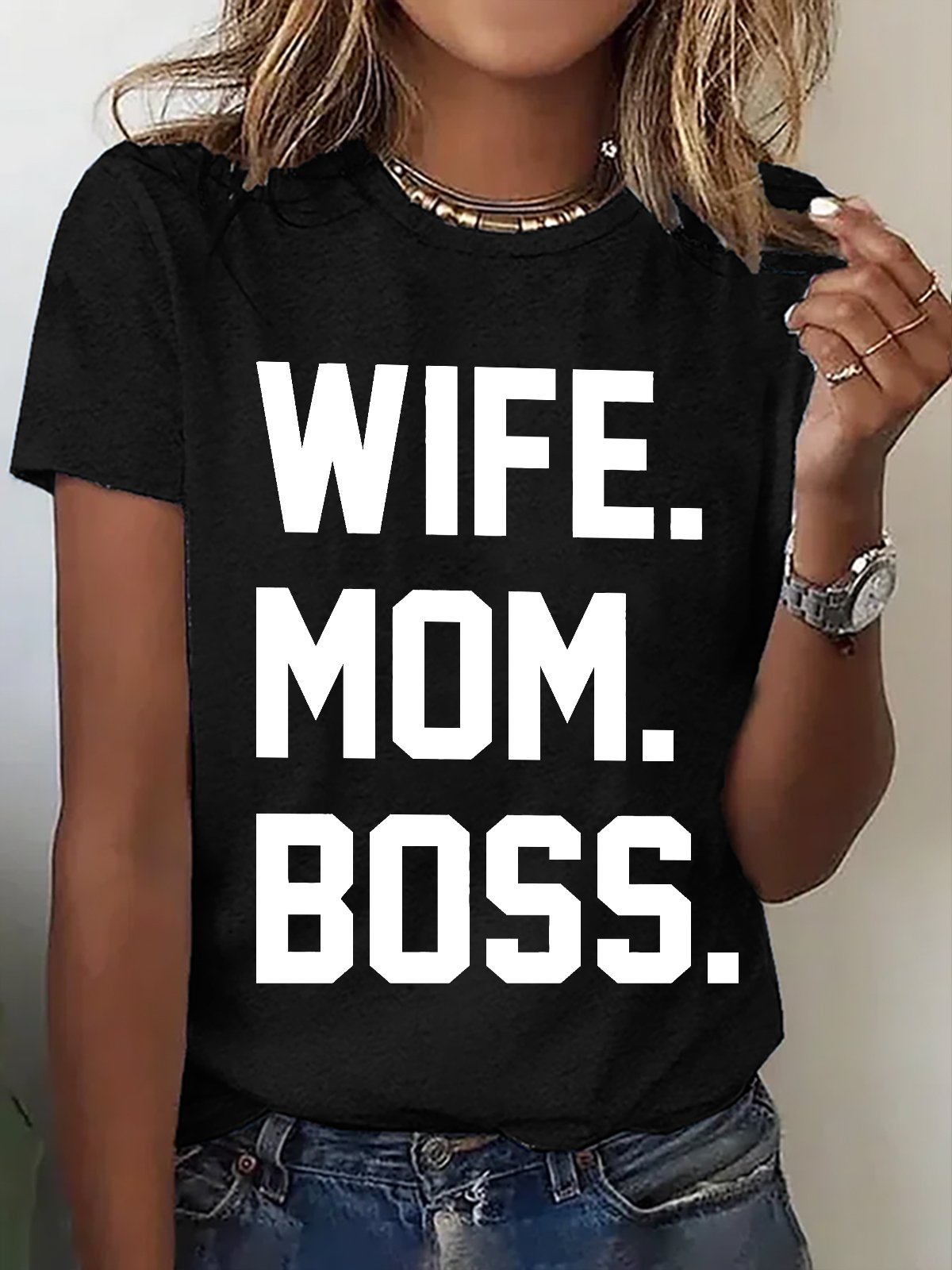 Wife Mom Boss Gift For Wife From Husband Cotton T-shirt