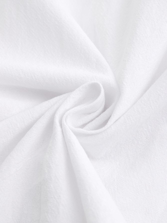 White Pockets Shift Casual Elastic Waist Pants