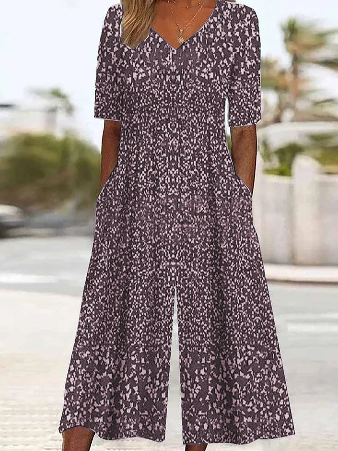 Women's H-Line V Neck Daily Going Out Casual Printing Floral Summer Ankle Pants Jumpsuit Romper