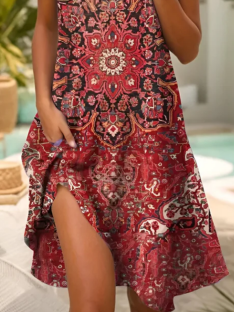 Women's Floral Print Lapel Short Sleeve Dress