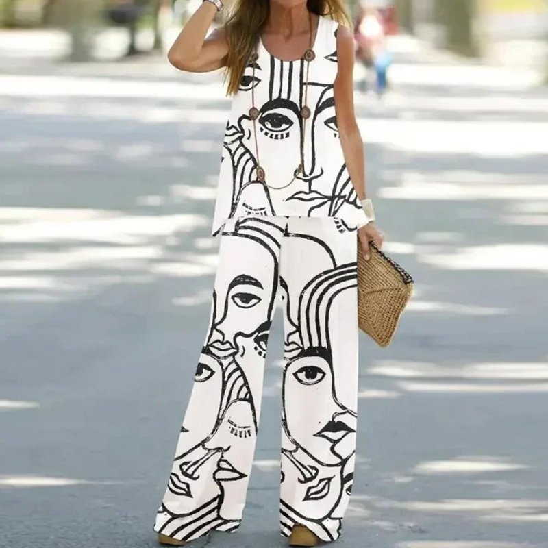 Women's Plain Daily Going Out Two-Piece Set Blue Casual Summer Top With Pants Matching Set