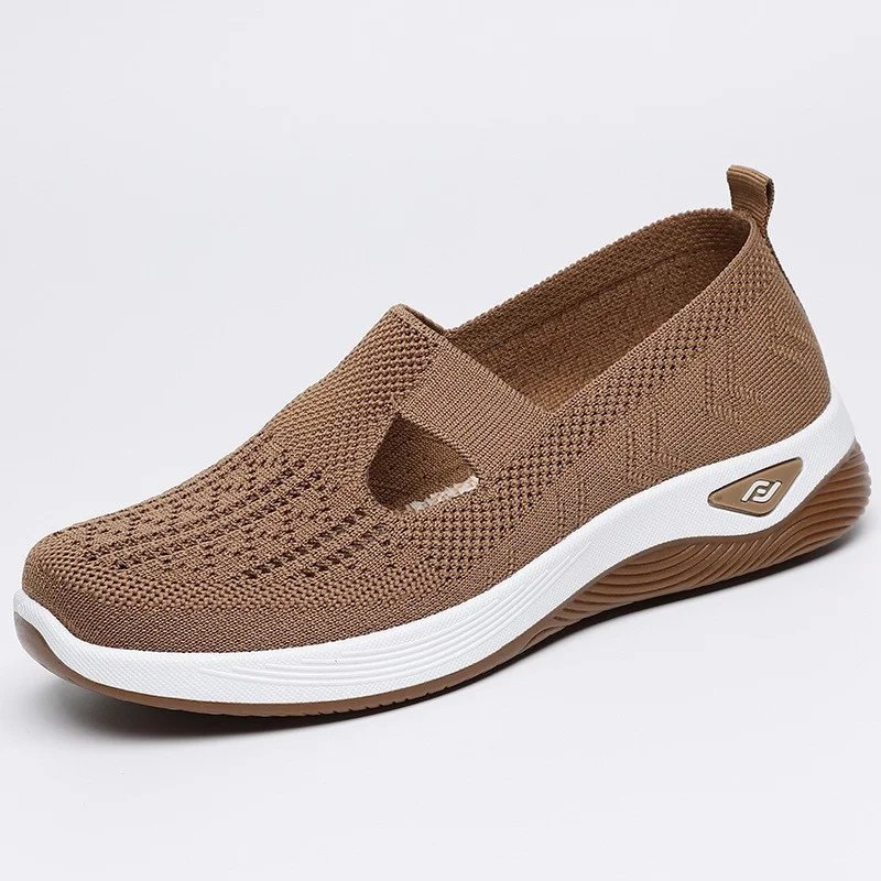 Soft sole breathable lightweight flying woven casual simple women's shoes flat shoes shallow mouth single shoes