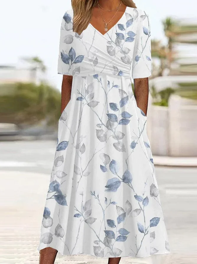 Women's Floral Print V-Neck Dress