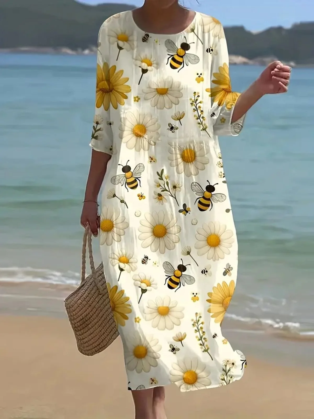 Vacation Regular Fit Daisy Dress With No