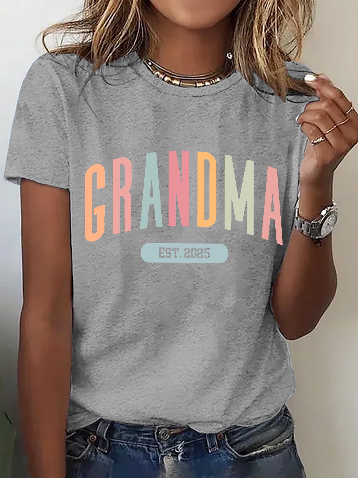Gift For New Grandma Cotton T-shirt