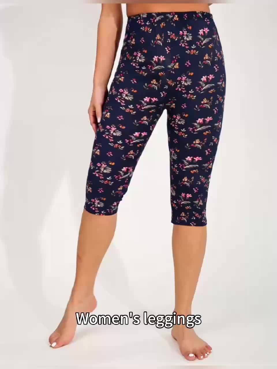 Women's Spring and Summer Floral Print Casual Midi Leggings