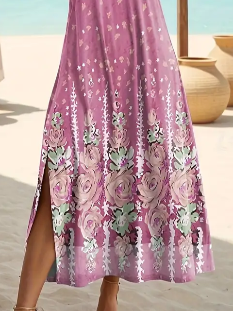 Women's Floral Print Casual Round Neck Short Sleeve Dress