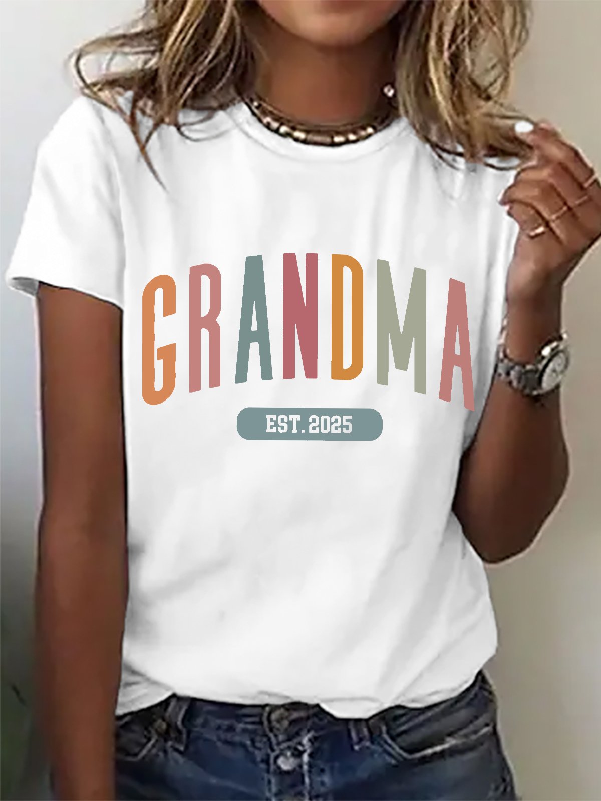 Gift For New Grandma Cotton T-shirt