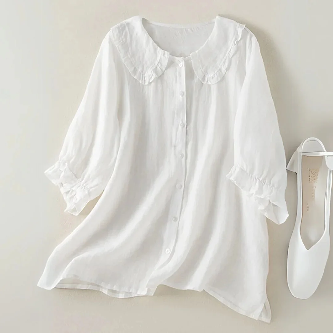 Women's Casual Cute Doll Collar Short Sleeve Shirt
