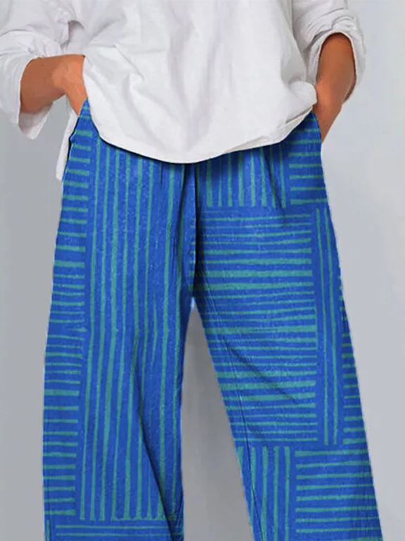 Women's Stripe Print Casual Pants