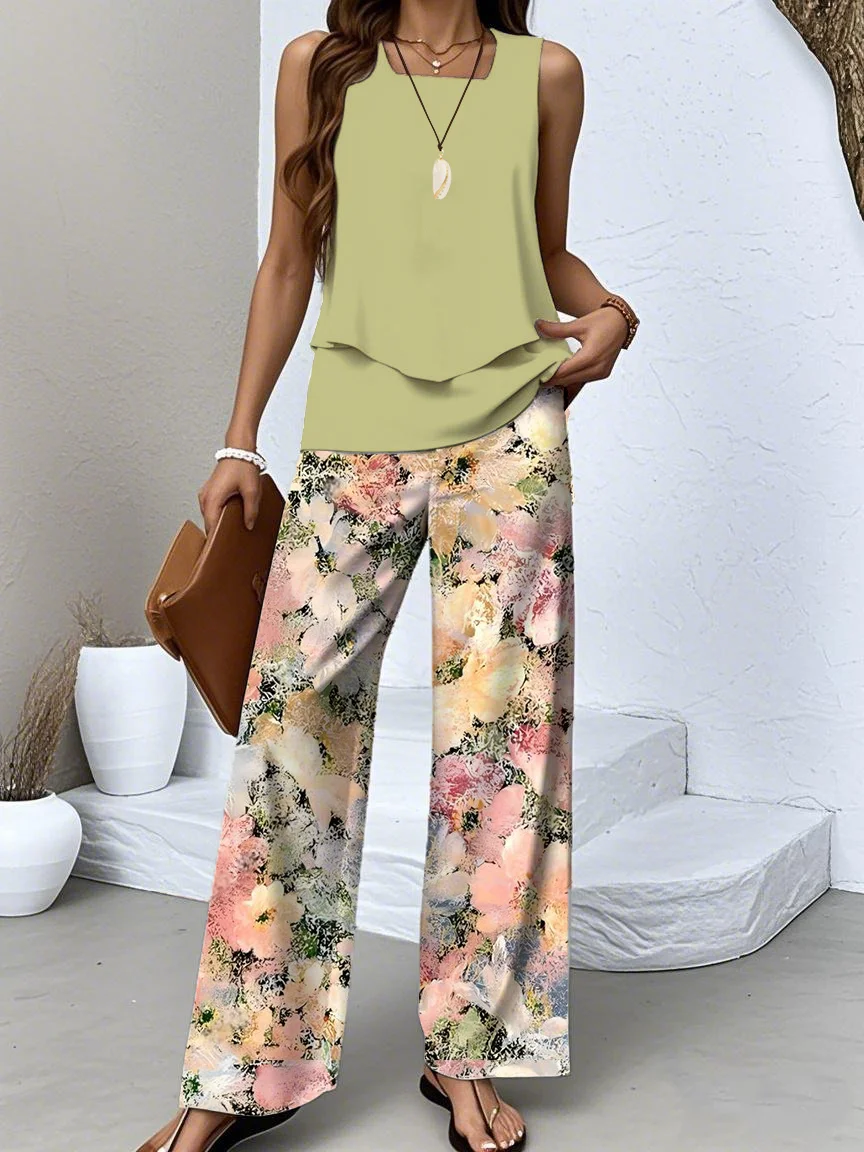 Crew Neck Casual Two-Piece Set With No