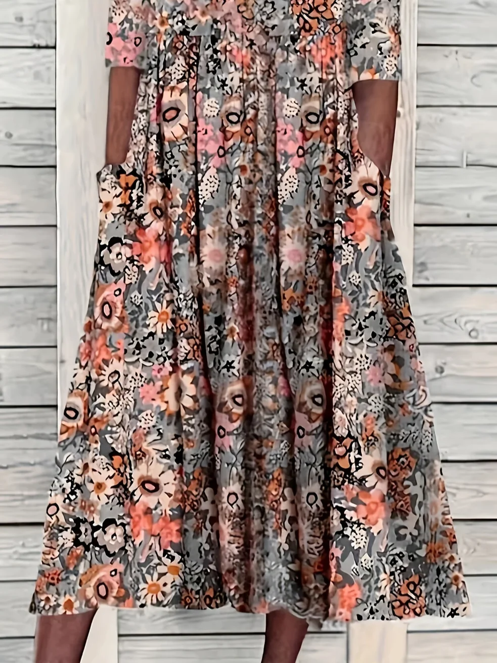 Women's Short Sleeve Summer As Picture Floral Printing Crew Neck Daily Going Out Casual Maxi H-Line Shift Dress Dress