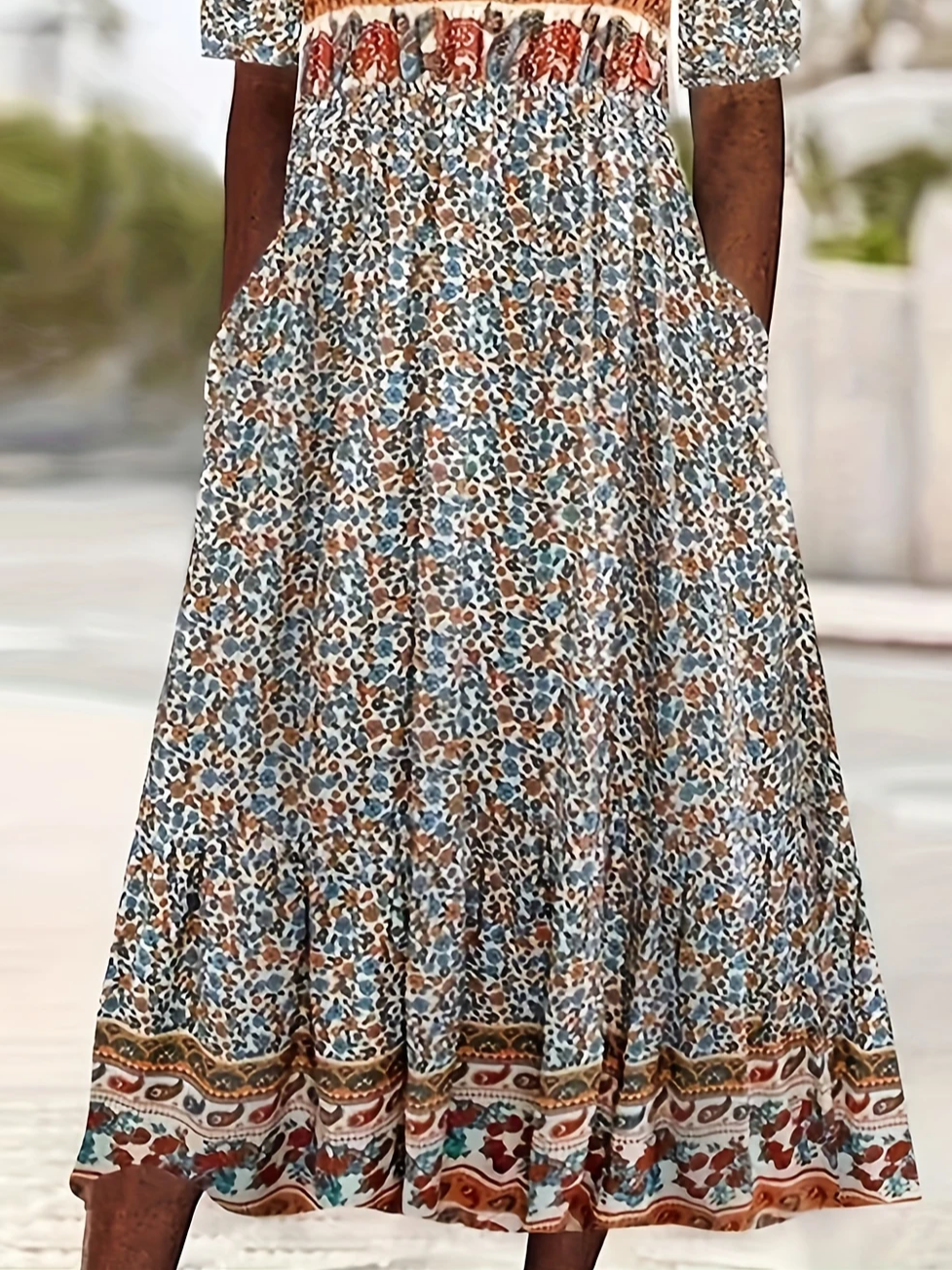 Women's Short Sleeve Summer As Picture Floral Printing Crew Neck Daily Going Out Casual Maxi H-Line Shift Dress Dress