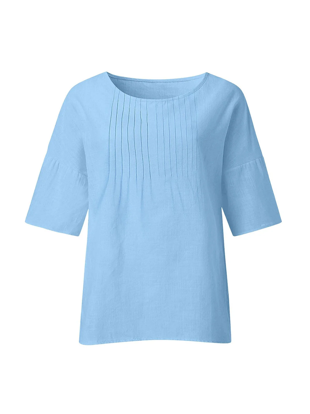 Casual Plain Crew Neck Blouse