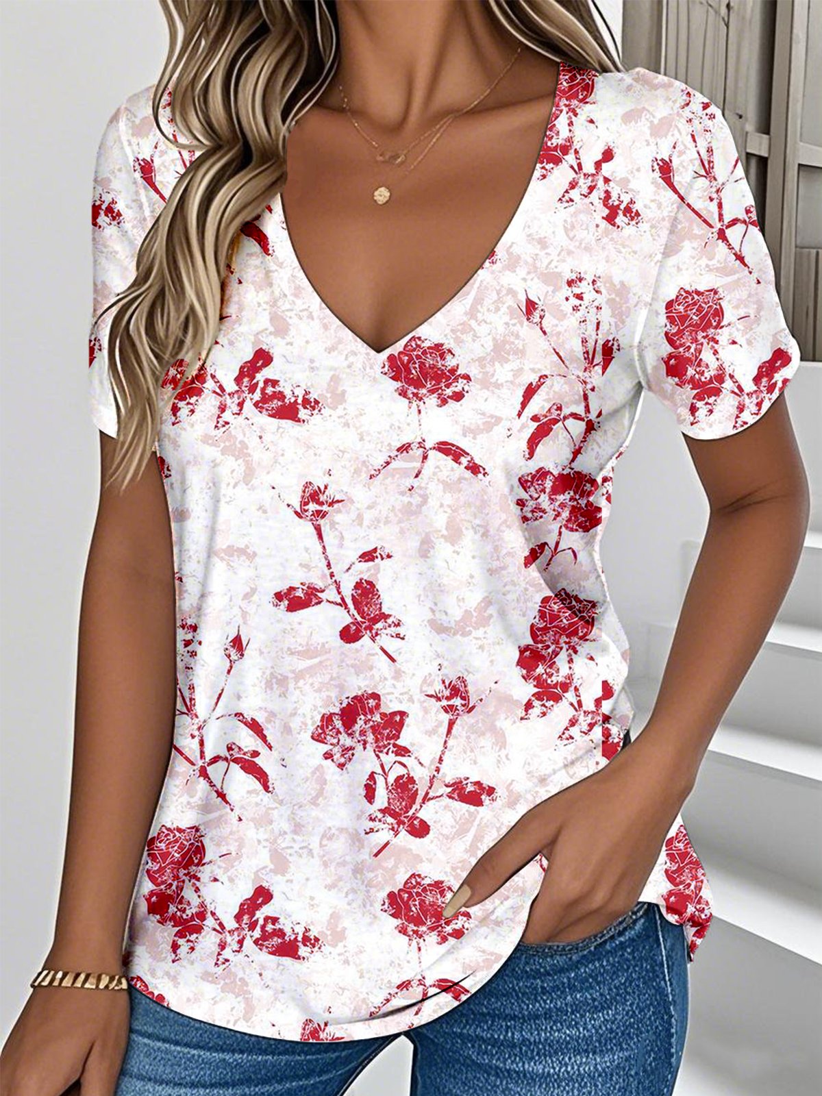 Floral Simple Jersey T-Shirt