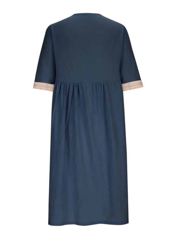 Women's Half Sleeve Summer Light Blue Plain Split Joint V Neck Daily Going Out Casual Maxi A-Line Fit & Flare Dress Dress
