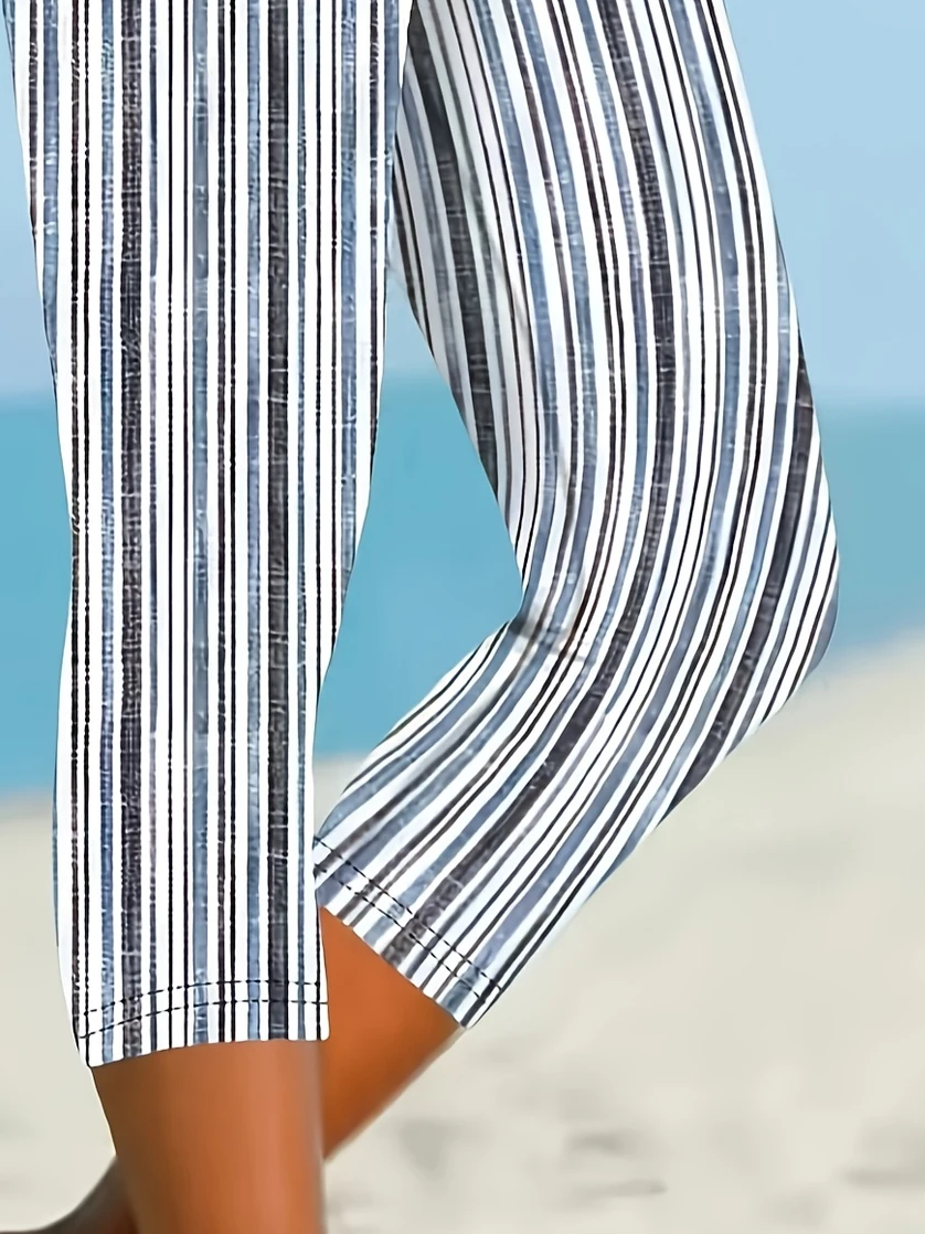 Women's Striped Print Casual Leggings
