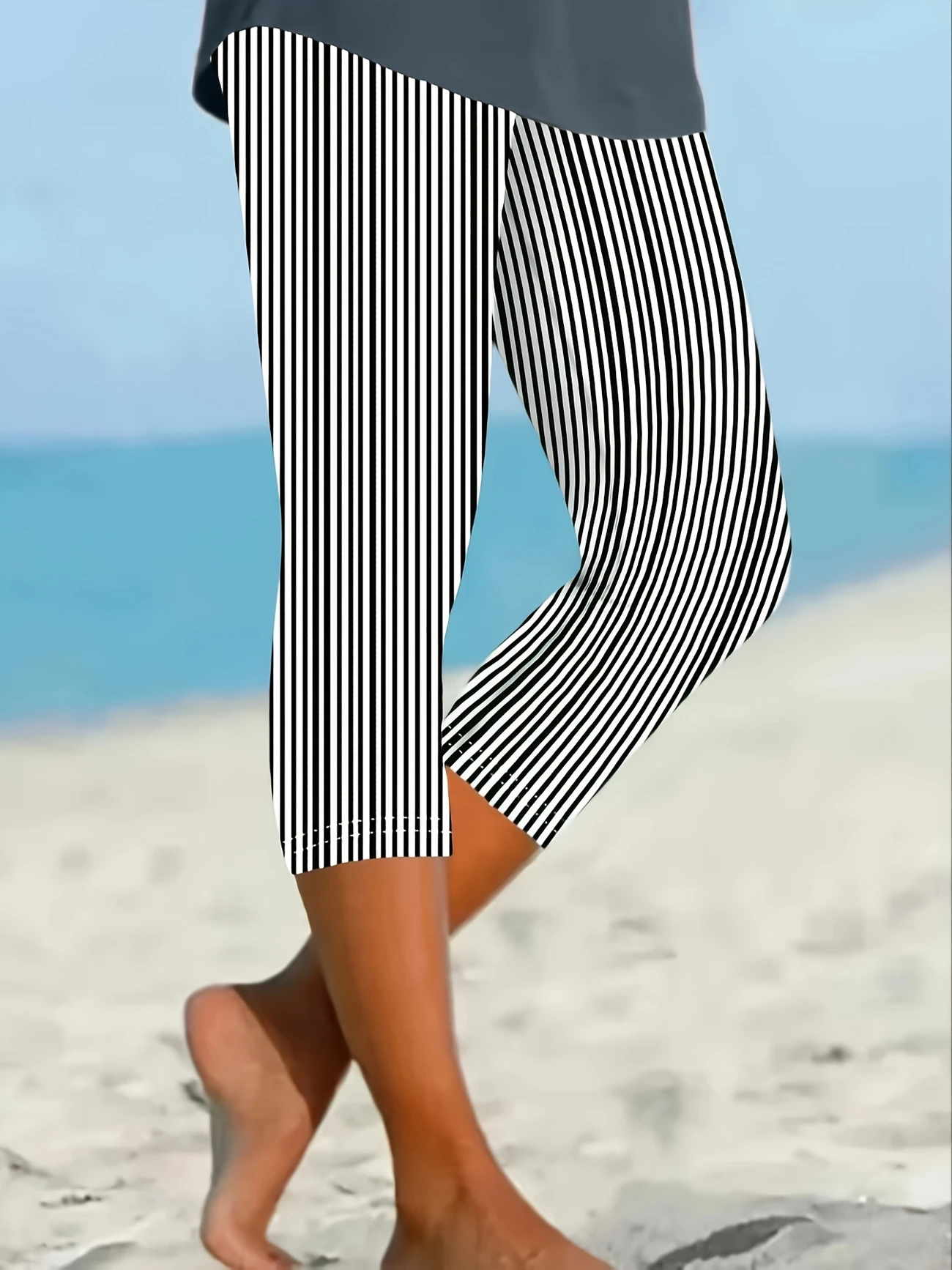 Women's Striped Print Casual Leggings