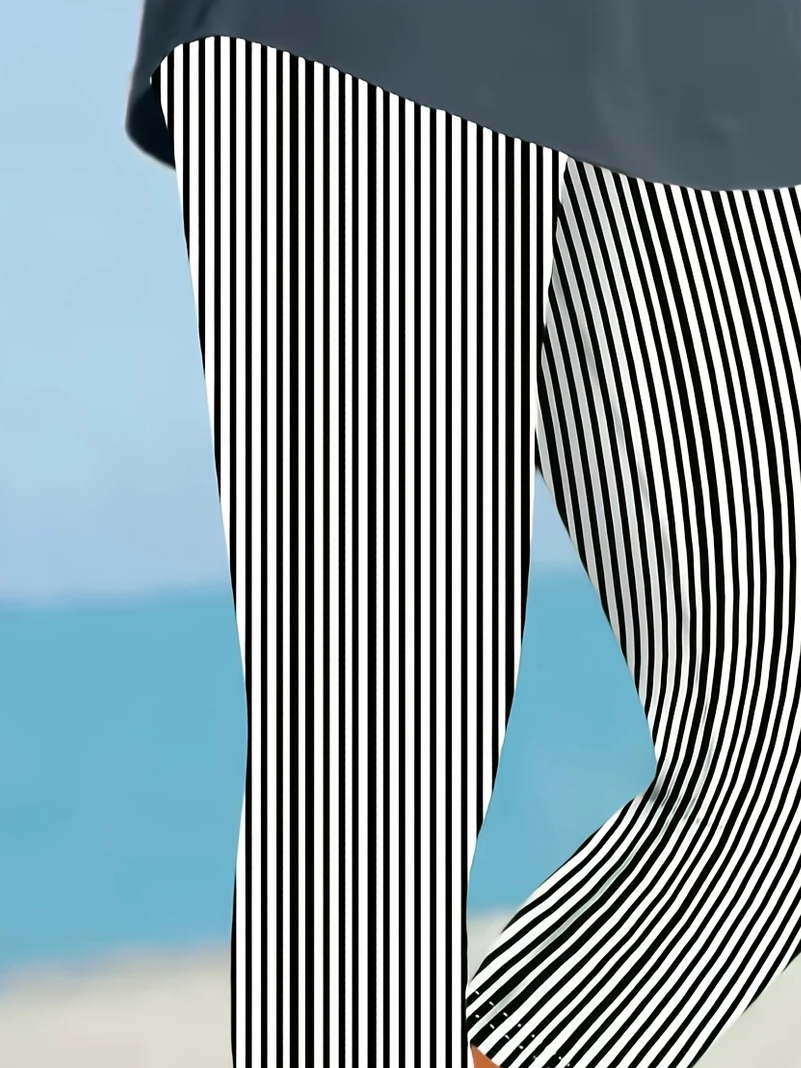 Women's Striped Print Casual Leggings
