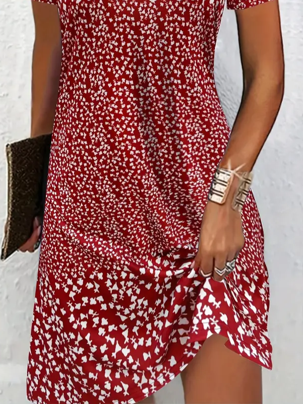 Women's Floral Printed Casual Round Neck Short Sleeve Dress