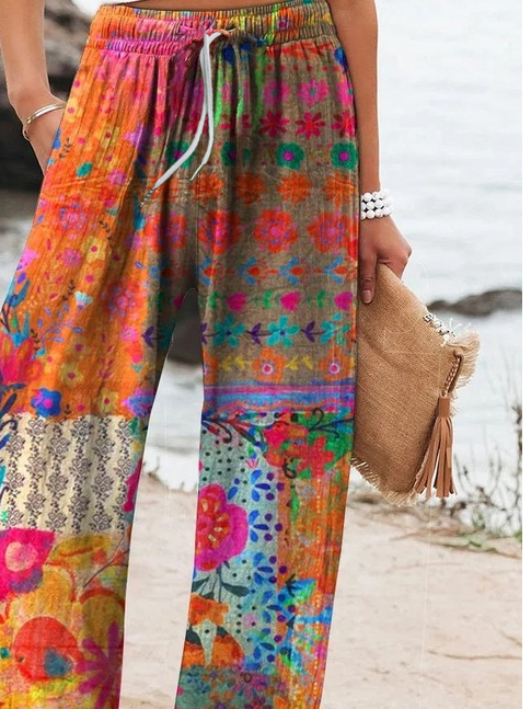 Loose Vintage Gradient Pattern Pants
