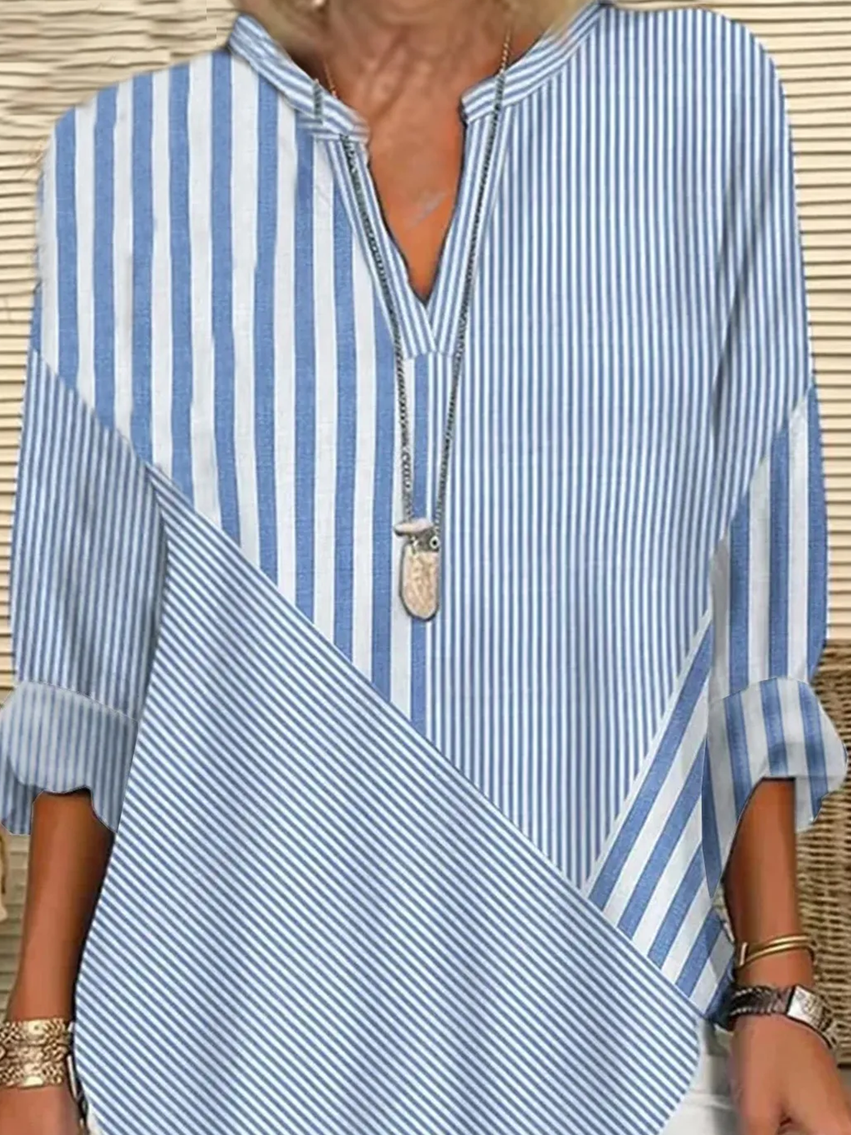 Loose Shawl Collar Simple Blouse