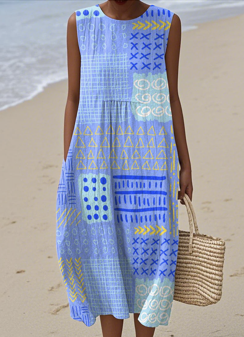 Casual Regular Fit Geometric Dress With No