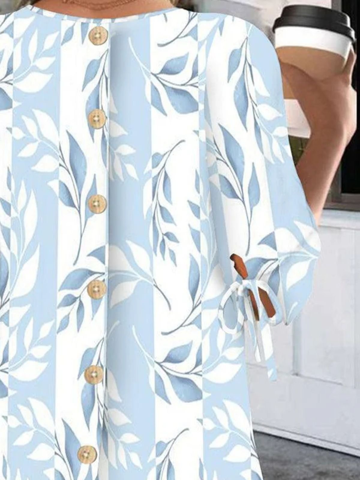 Regular Fit Plants Balloon Sleeve Cotton Street Blouse