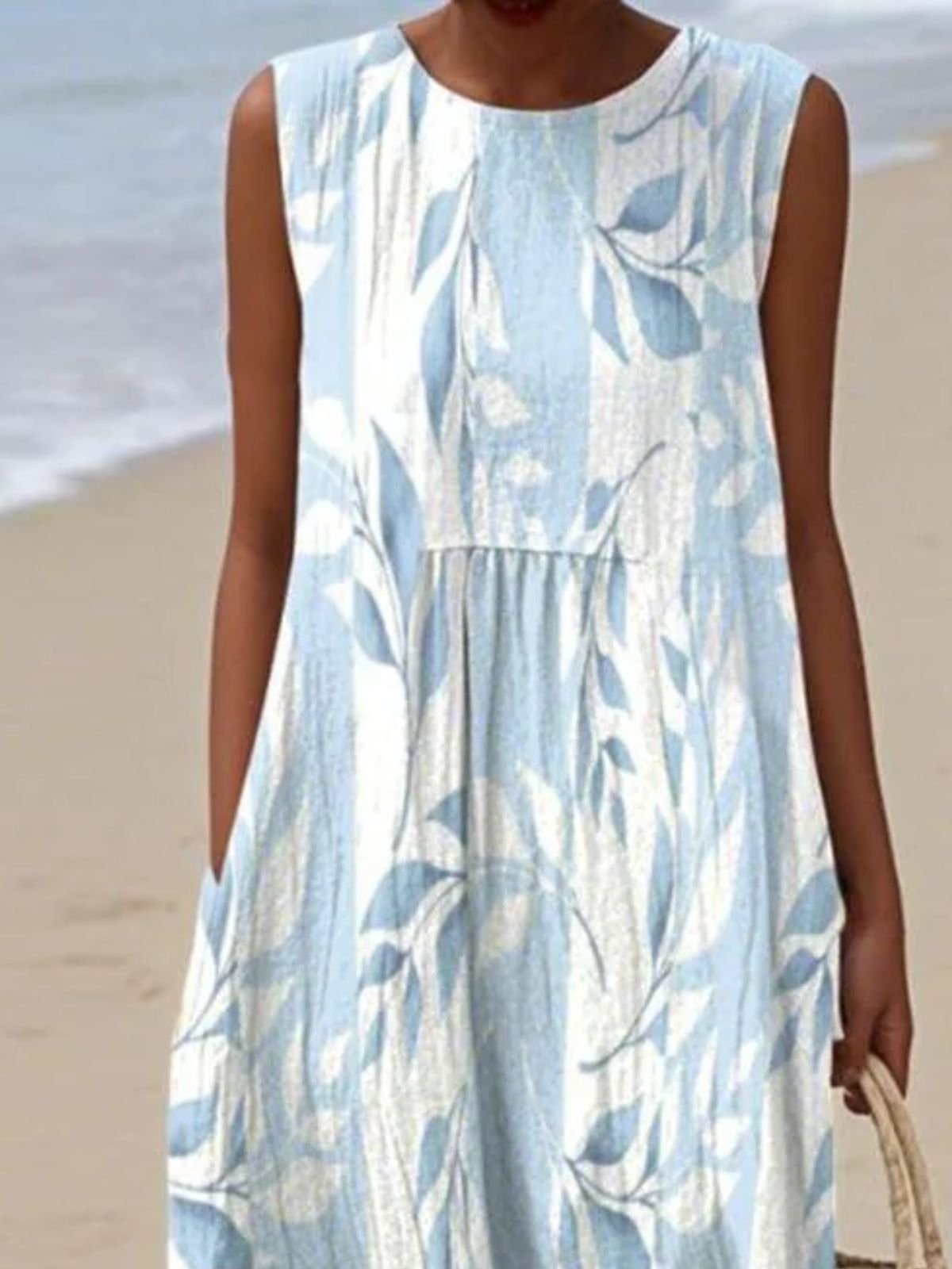 Vacation Crew Neck Dress With No