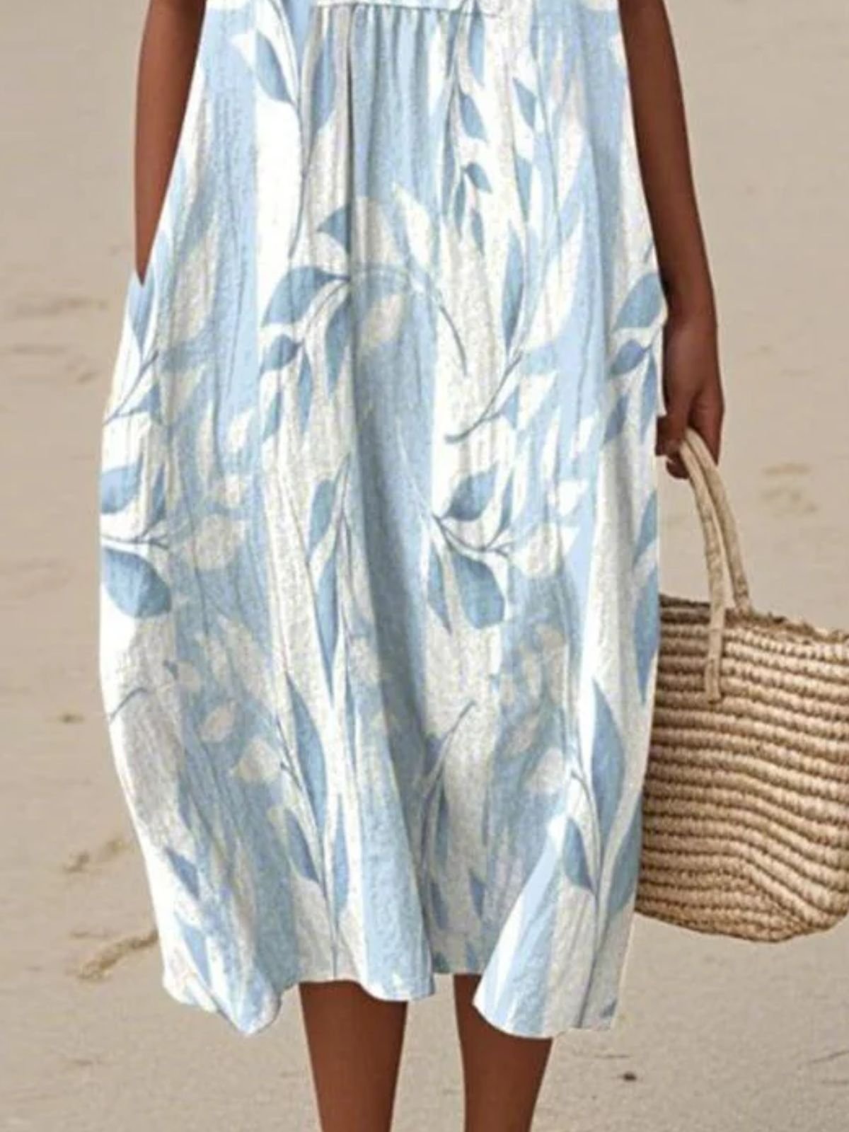 Vacation Crew Neck Dress With No