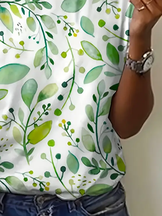 Women's Floral Print Casual Crew Neck Short Sleeve T-Shirt