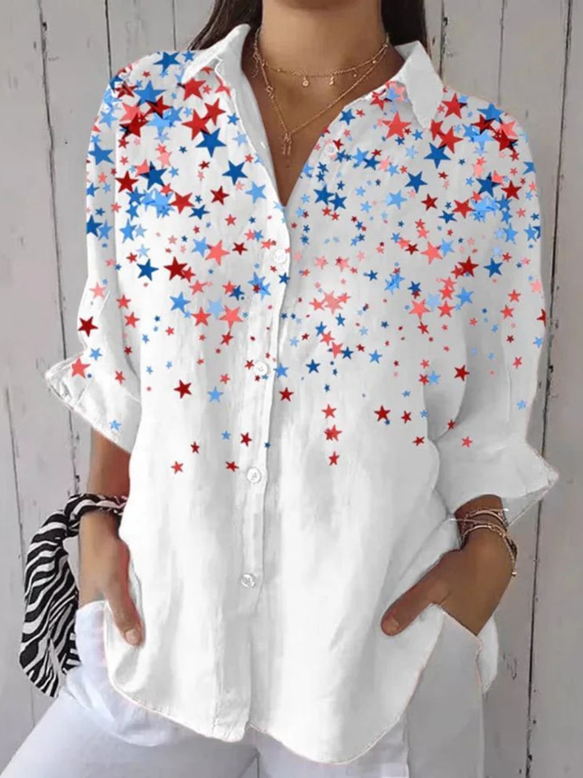 America Flag Simple Regular Fit Shirt