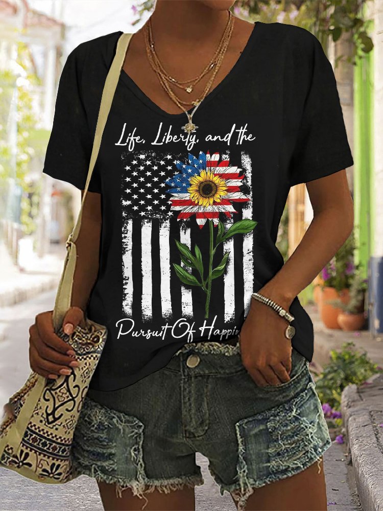 V Neck Casual Regular Fit T-Shirt