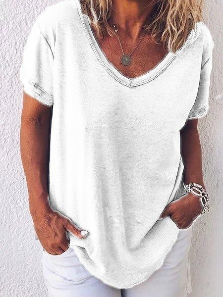 Women's Casual V-neck Short Sleeve T-shirt
