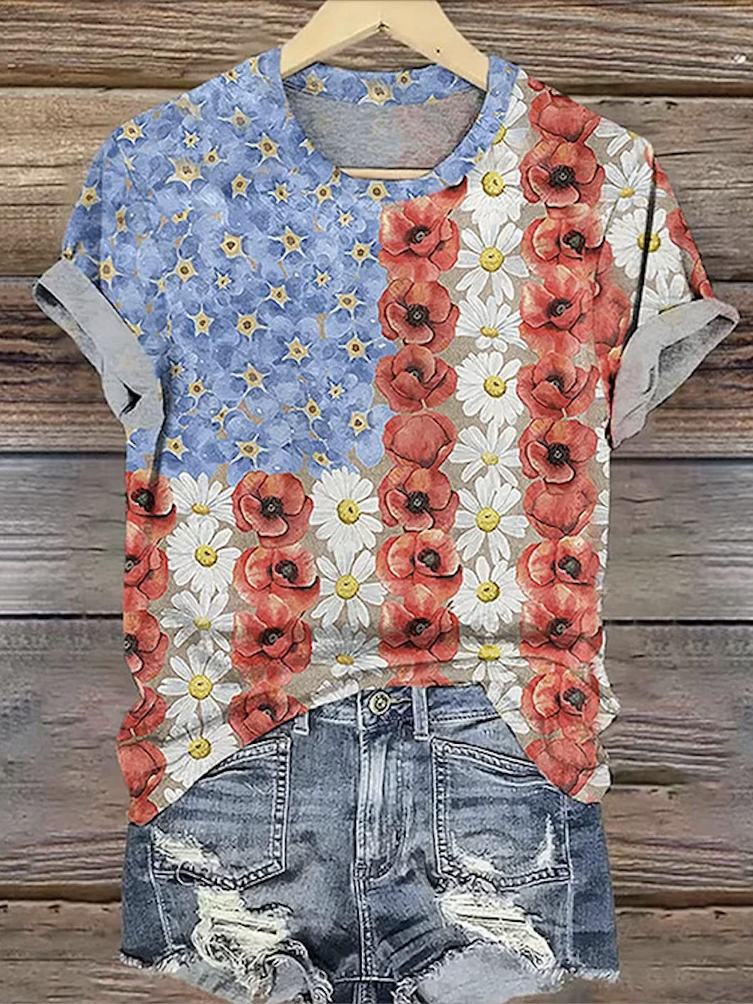 Crew Neck Floral Casual T-Shirt