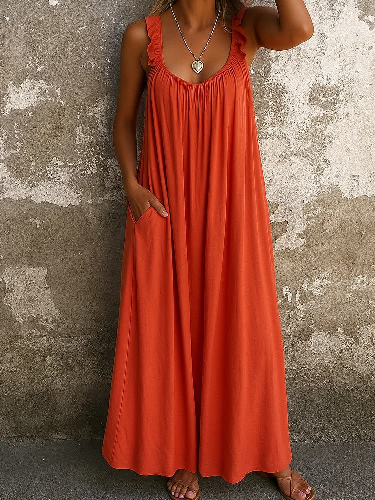 Spaghetti Casual Dress With No