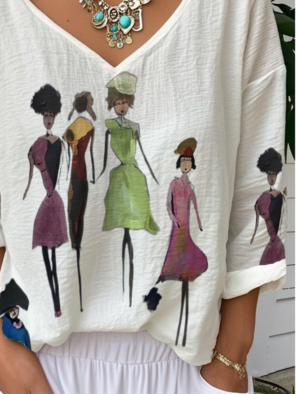 Casual Loose Jersey Pop Art Print T-Shirt