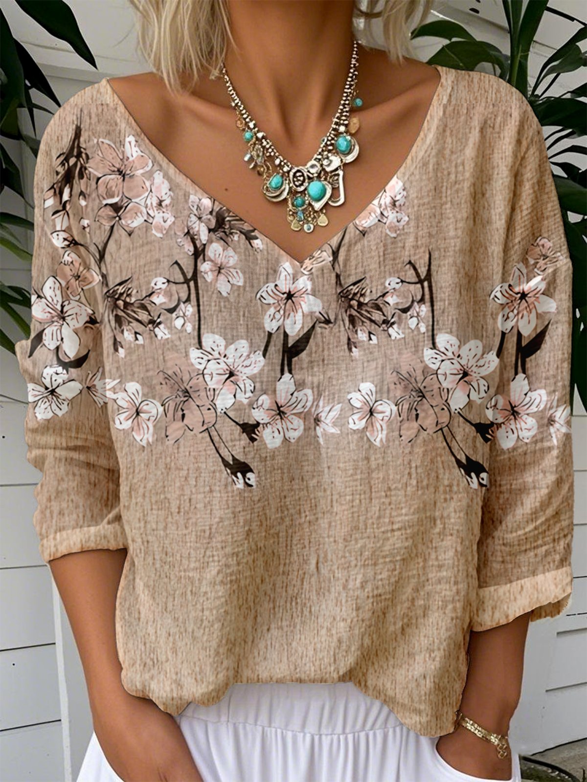 V Neck Loose Casual T-Shirt
