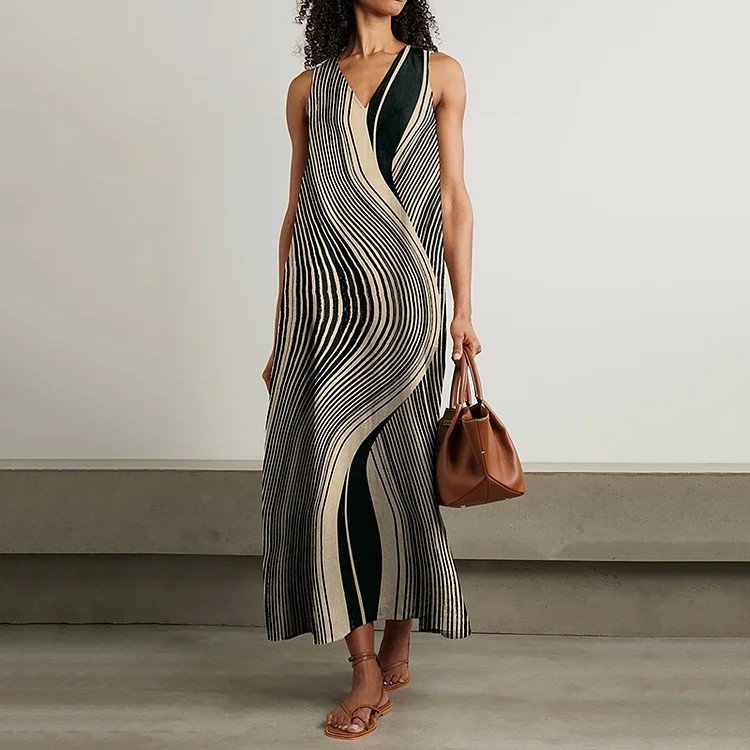 Striped Casual Dress With No Belt