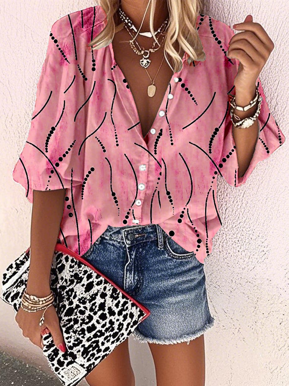 Casual Loose Mock Neck Shirt