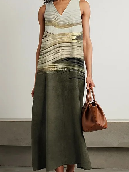 Simple Loose Geometric Jersey Dress With No Belt