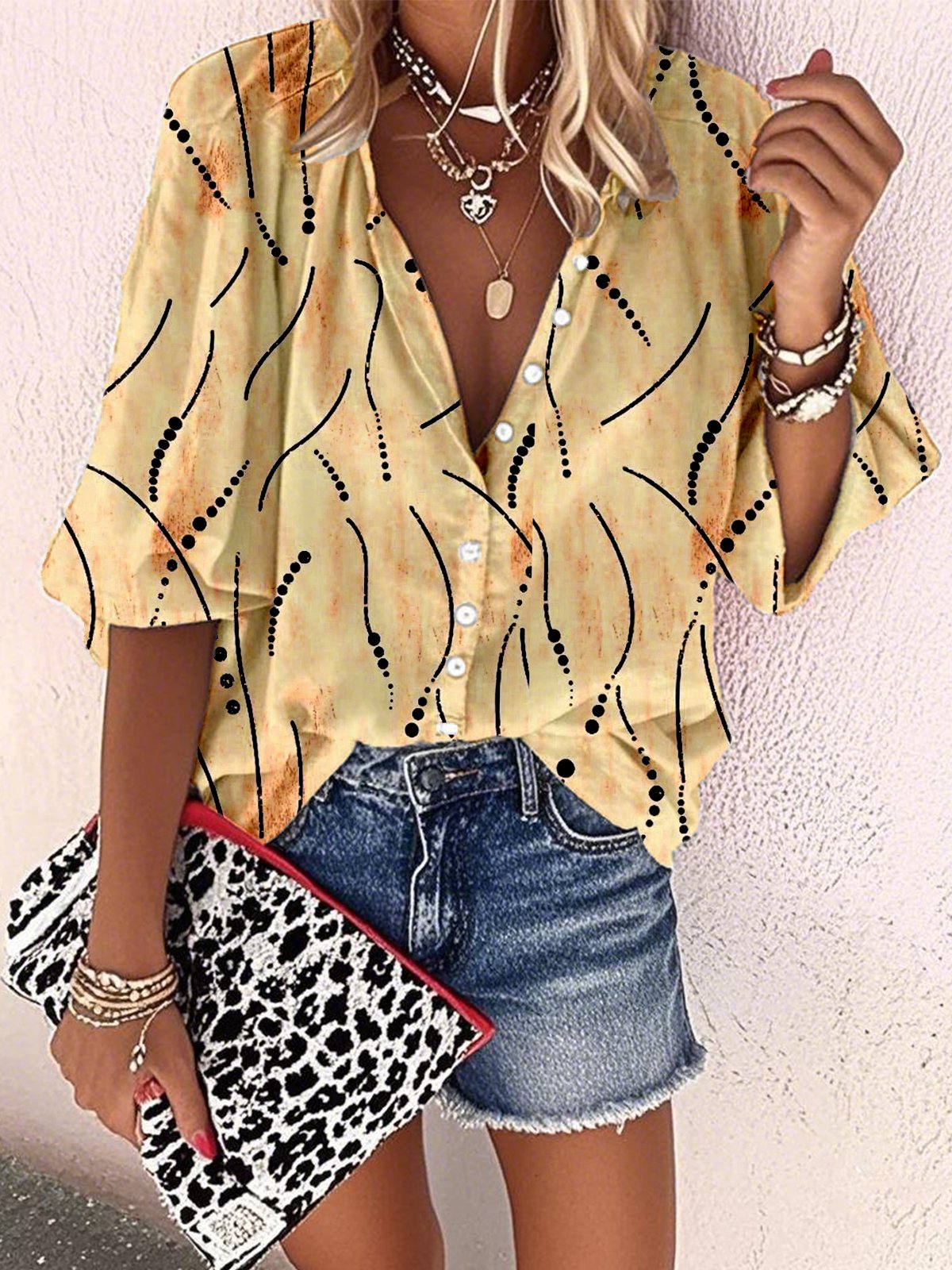 Casual Loose Mock Neck Shirt