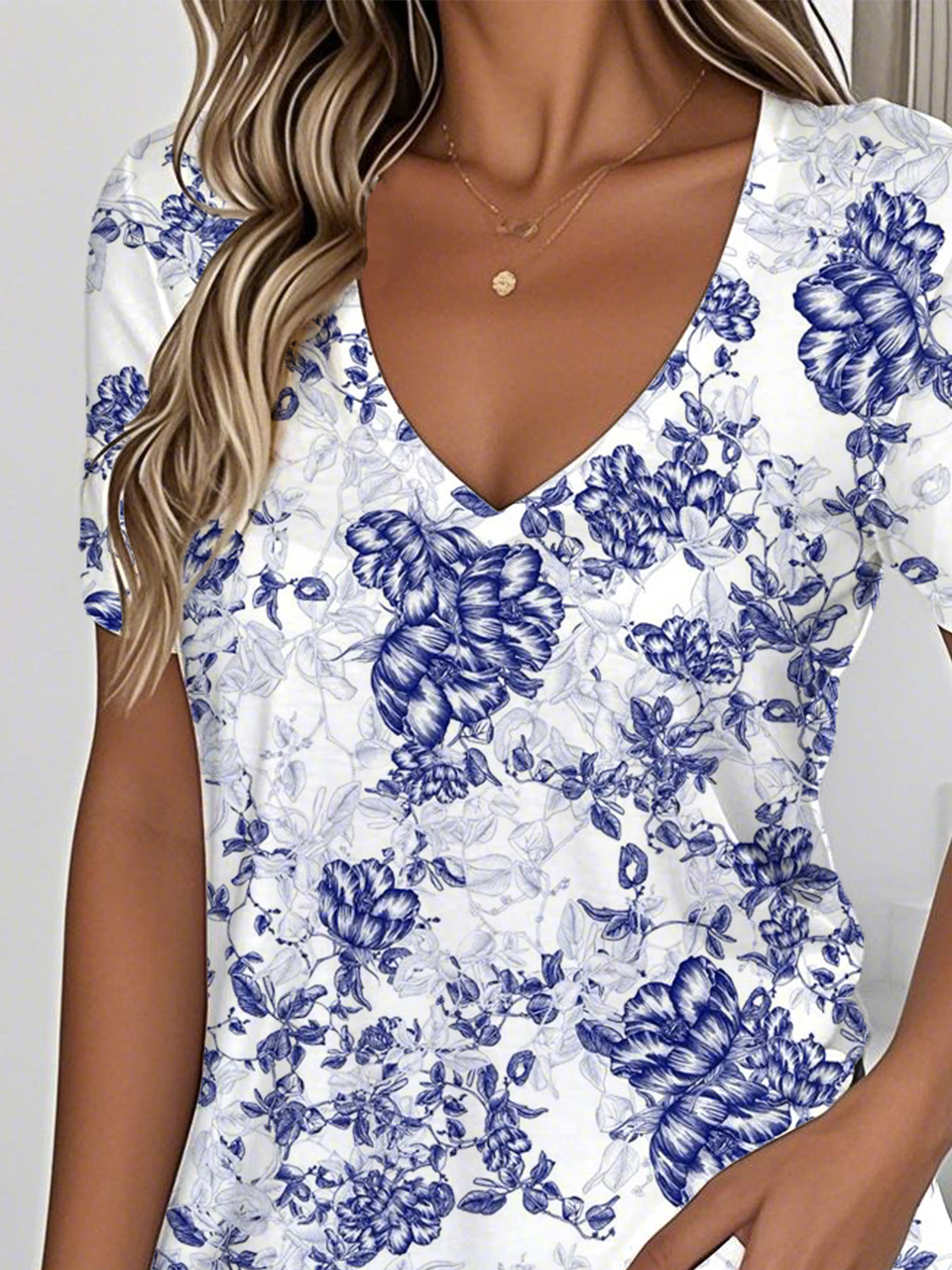 Casual Jersey V Neck Loose T-Shirt