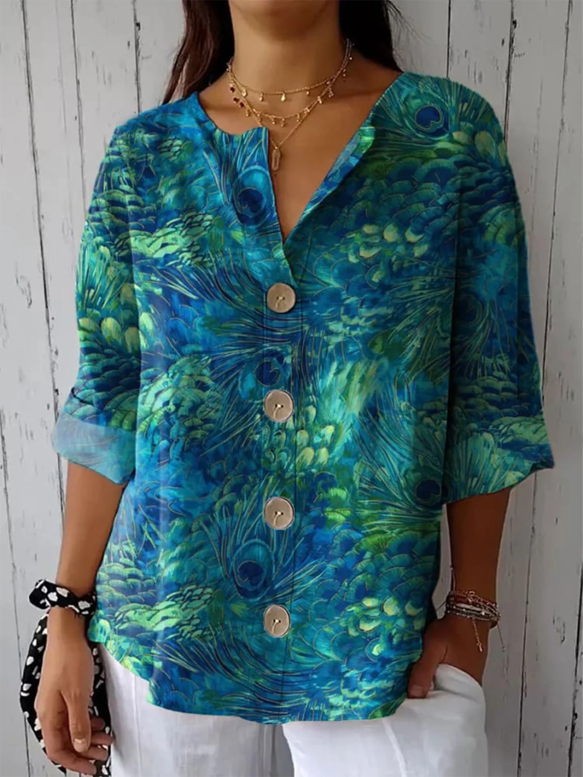 Women's Stand Collar Long Sleeve Shirt