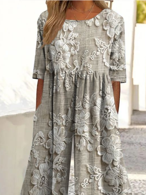 Women's H-Line Crew Neck Daily Going Out Casual Printing Floral Summer Ankle Pants Jumpsuit Romper