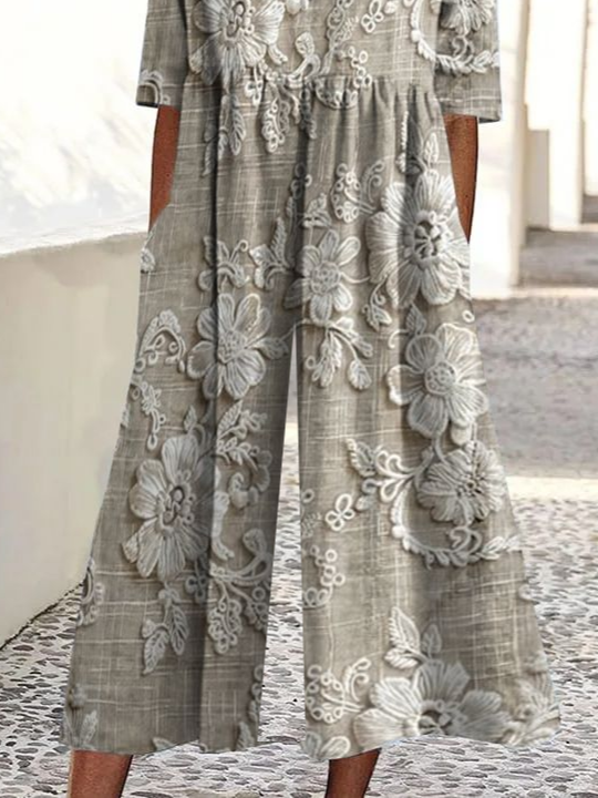 Women's H-Line Crew Neck Daily Going Out Casual Printing Floral Summer Ankle Pants Jumpsuit Romper