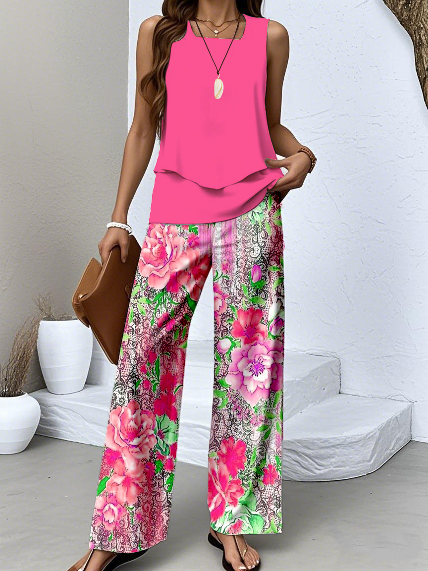 Floral Casual Two-Piece Set With No