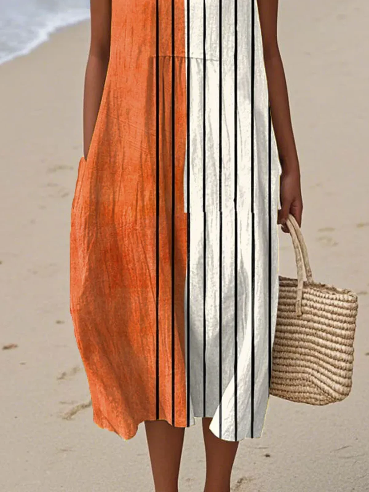 Crew Neck Geometric Casual Regular Fit Dress With No