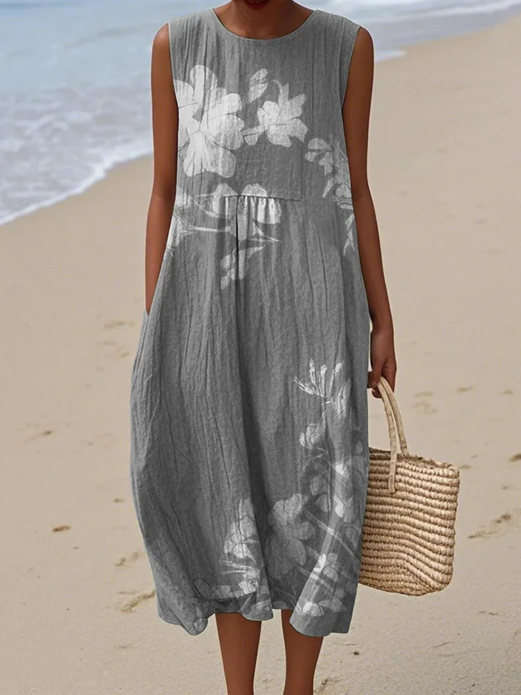 Casual Regular Fit Cotton Floral Dress With No